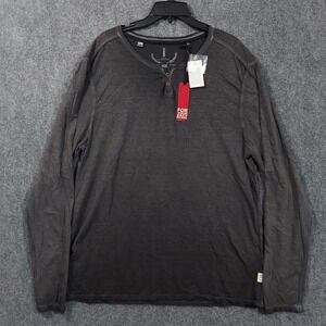 i Jeans by Buffalo Henley‎ Shirt Mens 2XL Black Long Sleeve 100% Cotton Casual